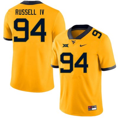 Men's West Virginia Mountaineers NCAA #94 Hammond Russell IV Gold Authentic Nike Stitched College Football Jersey BY15G23AM